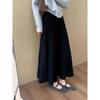 Women's High-Waisted Pleated Faux Cashmere Midi Skirt - Slimming A-Line, Thickened for Spring/Autumn 2026
