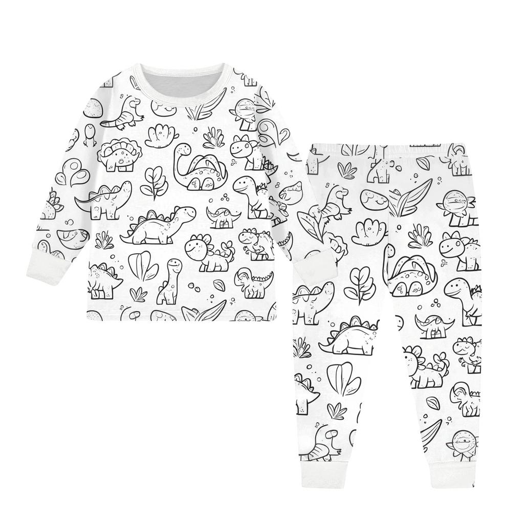 Kids Colorable Pants Set Boys Girls Funny DIY Hand Painted 2 Piece Outfits Cartoon Coloring Clothing Sets