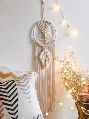 Makramee-Traumfänger, Makramee, rundes Blatt, Wandbehang, Boho-Dekoration, Wandteppich, ästhetisches Raumdekor, Weihnachtsgeschenke