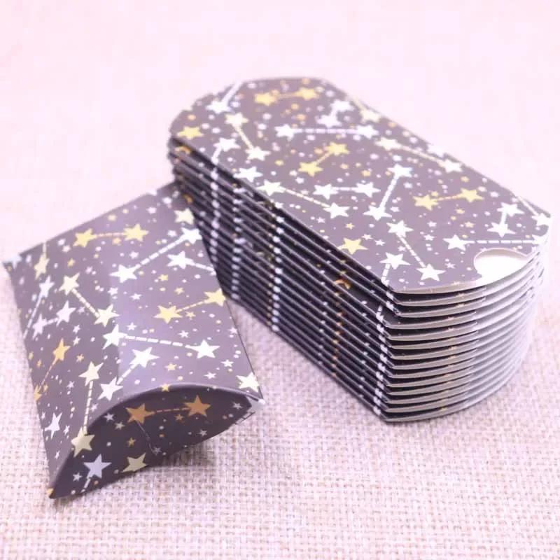 50pcs Marble Style Box Anniversary Gift Box Wedding Present Flamingo Design Box Paper Pillow Cardboard Jewelry Packing