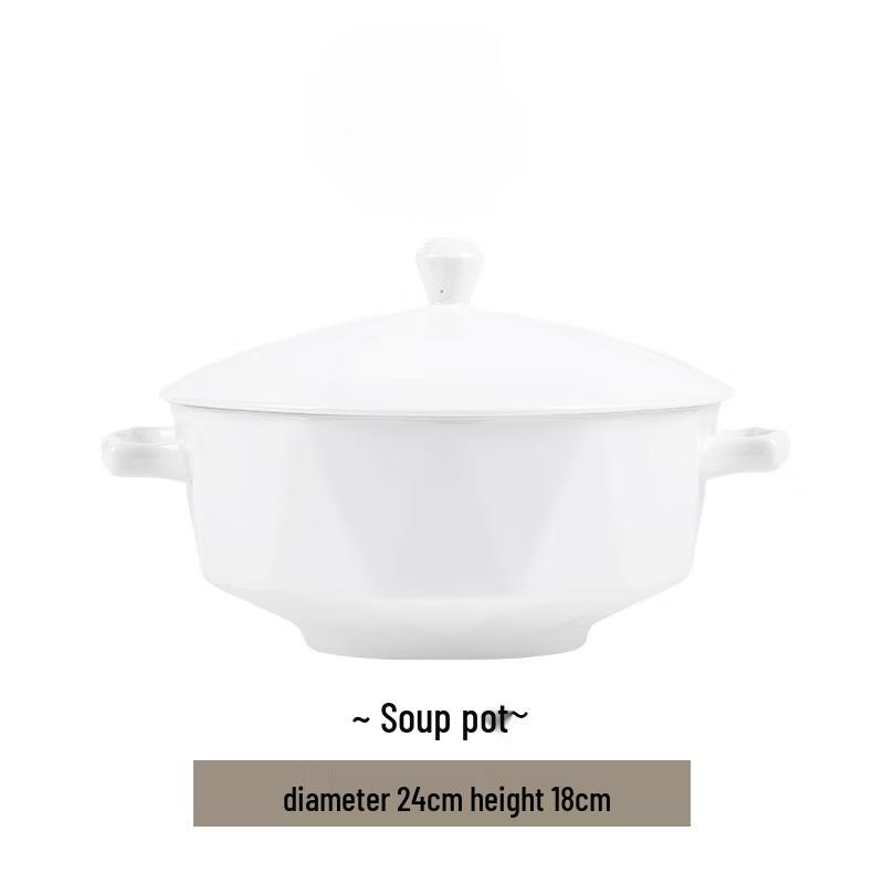Wuhe Hao Yue Minimalist Pure White Octagonal Soup Pot