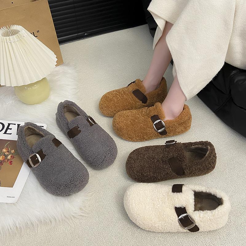 Thick-soled Bag Head Velvet Warm Cotton Shoes for Women In the Autumn and Winter of 2025, the New Korean Version of One-pedal Casual Outer Cotton Shoe