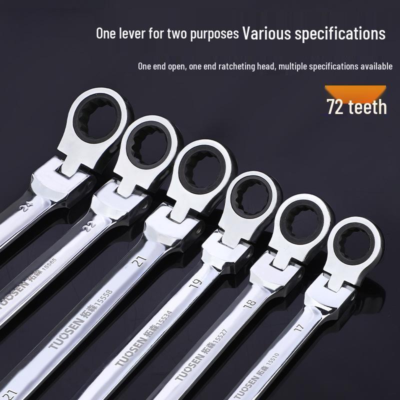 Tuosen Ratchet Wrench Set: Open-End & Socket Combo with Movable Head for Auto Repair