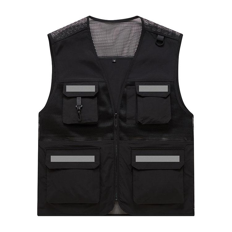 Custom Logo Polyester Utility Vest Unisex 3D Multi-Pockets Breathable Outdoor Hiking Camping Workwear S чёрный