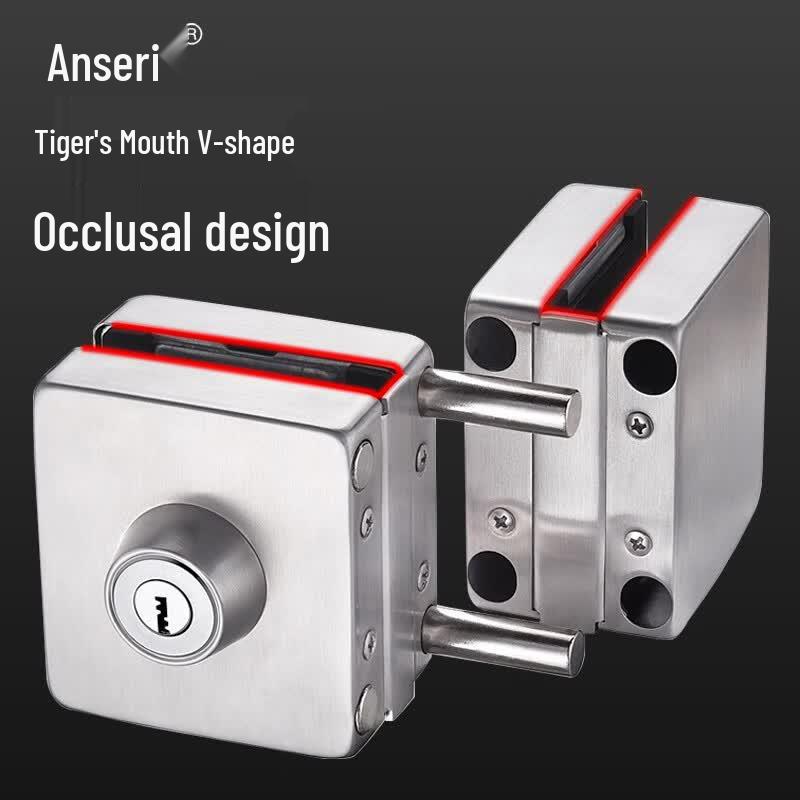 Ansairui No-Drill 304 Stainless Steel Double Glass Door Lock