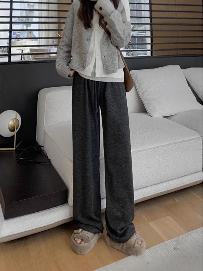 Pantaloni da donna a vita alta a gamba larga Sticky Rice - Pantaloni casual a gamba dritta a vestibilità ampia per primavera/autunno
