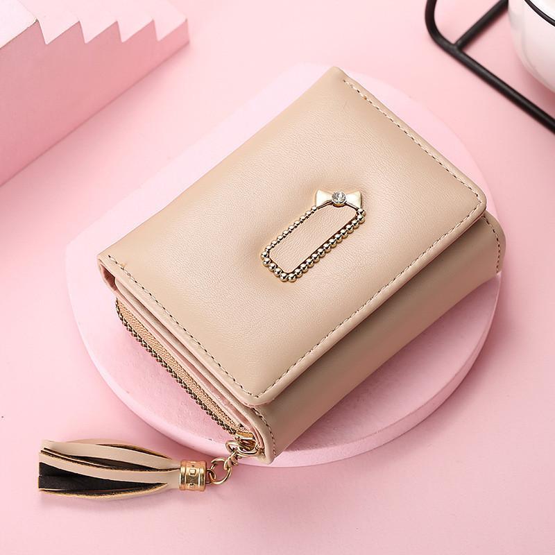 IELGY Women's Wallet PU Leather Short Mini Zipper Cartoon Three-fold Buckle Card Bag