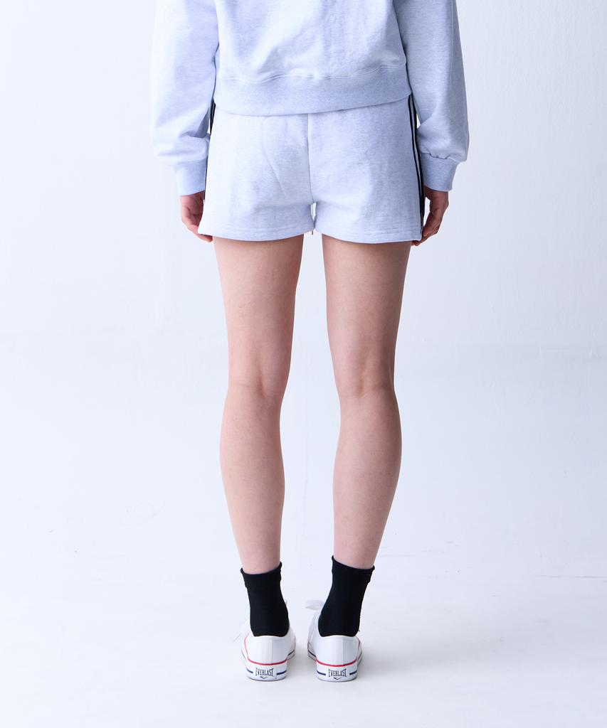 CRUSHST Slim Striped Sweat Shorts Melange White