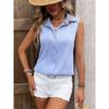 Gilet da donna senza maniche con bottoni, camicia con colletto testurizzato, top estivo casual ampio