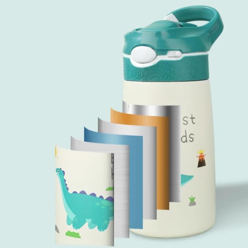 400ML Kids Water Bottle Cartoon Animal Thermos Mug Baby Duck Billed Straw 316 Stainless Steel Vacuum Flasks Thermos Bottle
