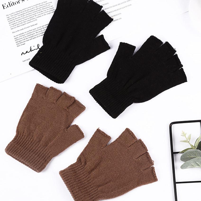 Knitted Fingerless Gloves for Men and Women Winter Warm Half Finger Stretchy Soft Knit Mittens for Outdoor Use
