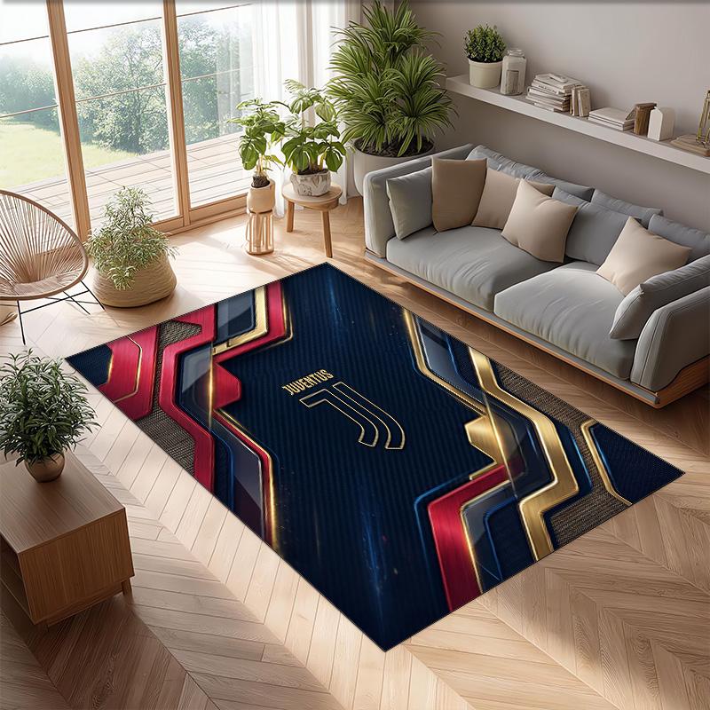 Juventus FC Printed Flannel Area Rug Non Slip Soft Polyester Floor Carpet Indoor Decor Mat for Bedroom Living Room Sofa