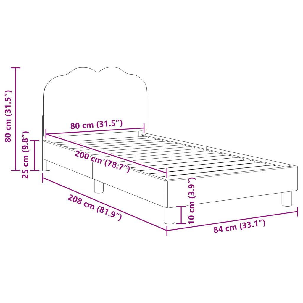 Children s Bed Frame with Headboard Cream 80 x 200 cm Boucle