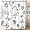 Footprint Shower Curtain Black White Dog Paw Design For Bathroom Decorations