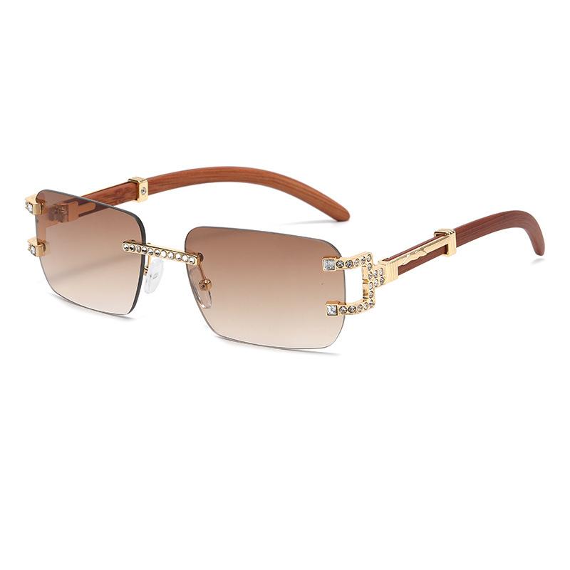 Y2K Vintage Luxury Designer Rimless Diamond Sunglasses Women Crystal Rhinestone Square UV400 Sun Glasses For Men