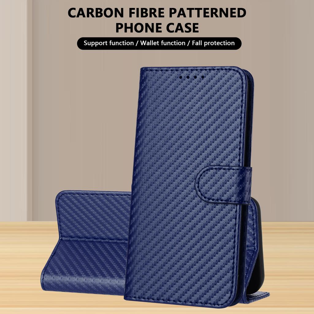 For iPhone Air Wallet Case with Strap Carbon Fiber Texture Leather Mobile Cover