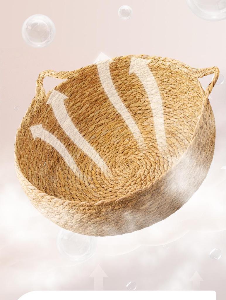 Four Seasons Rattan Cat Nest: Cozy Straw-Weaved Bed for Cats & Small Dogs