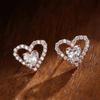 Fashion Female Earrings  Sterling SIlver Heart Shaped Zircon Earrings for Women Valentine's Day Statement  Gift Bijoux
