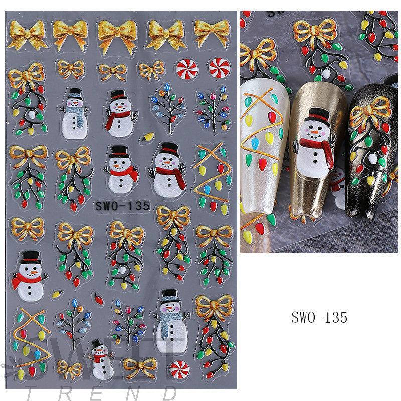 

1 шт. 5D Пряничный человечек Снежинка Наклейки для ногтей Рождественская сосна Торт Самоклеящаяся наклейка для ногтей Зимние принадлежности для DIY маникюра 4