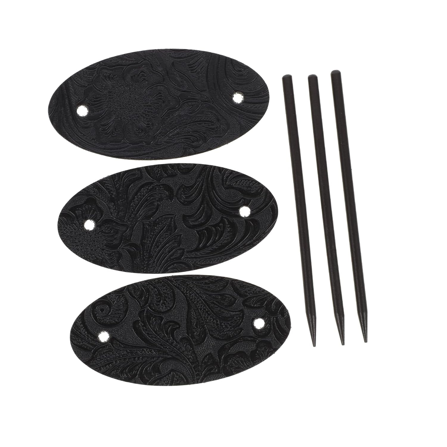 Mikinona Hair Barrette, 3pcs Leather Hairpin with Stick, for Buns Metal Holder Hair Pieces for Women