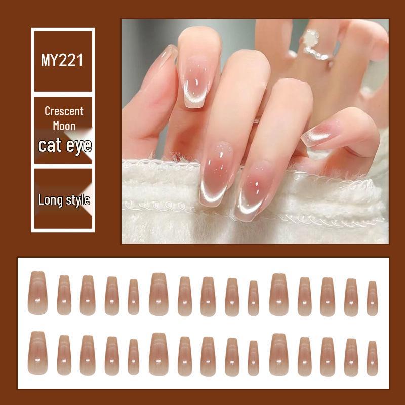 Chasing Light Cat's Eye Crystal Nails: Handmade, Detachable, Flash Diamond Design for Trendy, Stylish Looks.