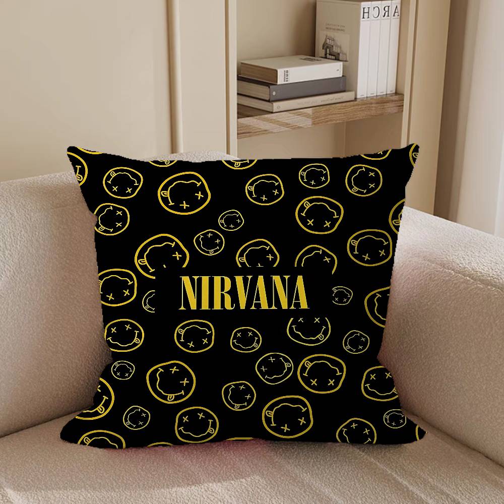 N-NirvanaS Logo Decorative Room Aesthetics Pillow Case Home Decor Bedroom Sofa Bed Couch Pillow Cover 45x45