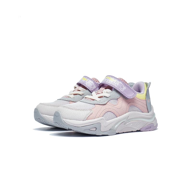 Li Ning Cloud River Shock Absorption Rebound Comfortable Kids Running Shoes Kids Running Shoes White Pink YKNT082-4