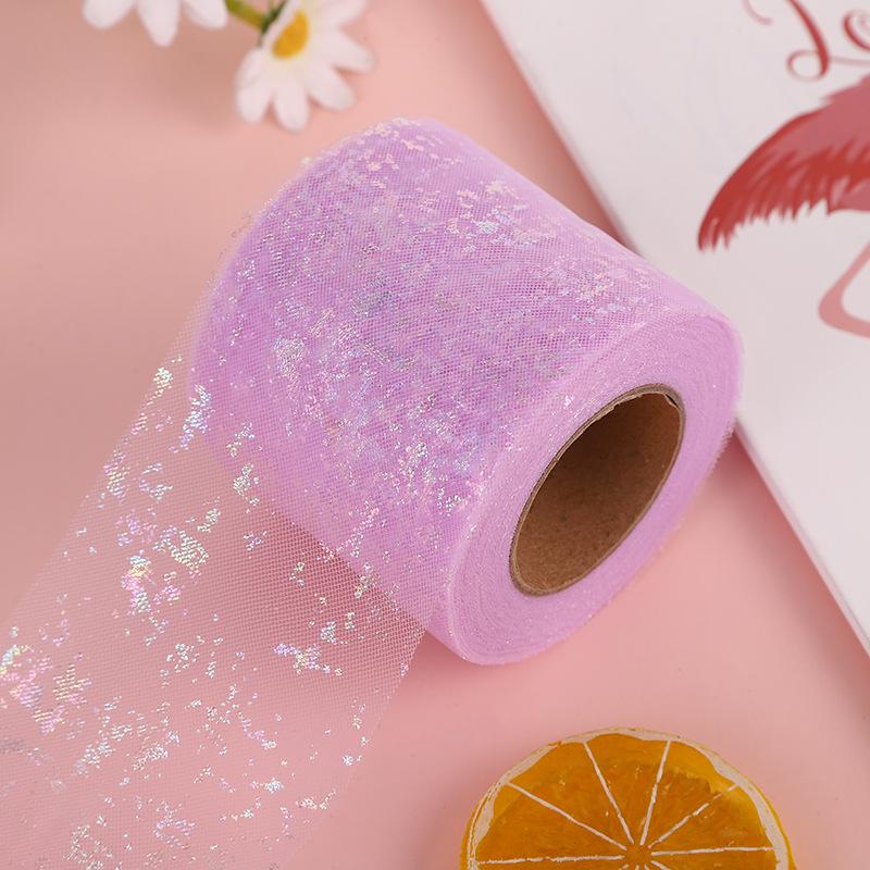 

Iridescent Glitter Mesh Ribbon for DIY Bows & Ornaments, 6cm/8cm x 25 Yards