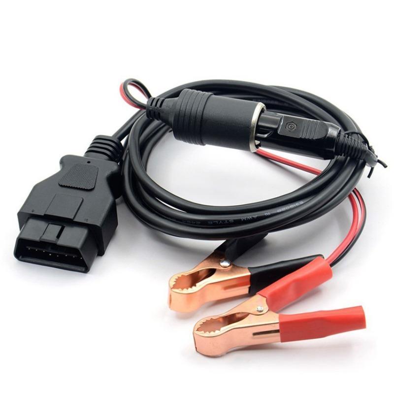 OBD2 Car Memory Saver 2 In 1, Vehicle ECU Emergency Power Supply Cable with Alligator Clip On 12V Car Battery Power Extension Socket