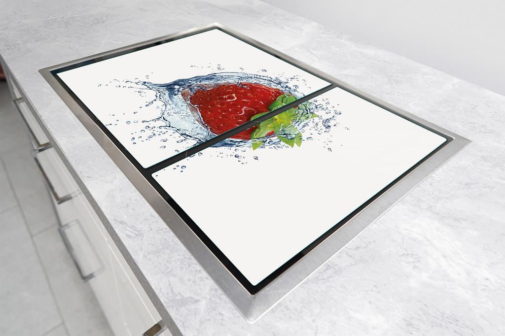 SZKLANA PŁYTA OCHRONNA NA KUCHENKĘ 75x52 TRUSKAWKA
