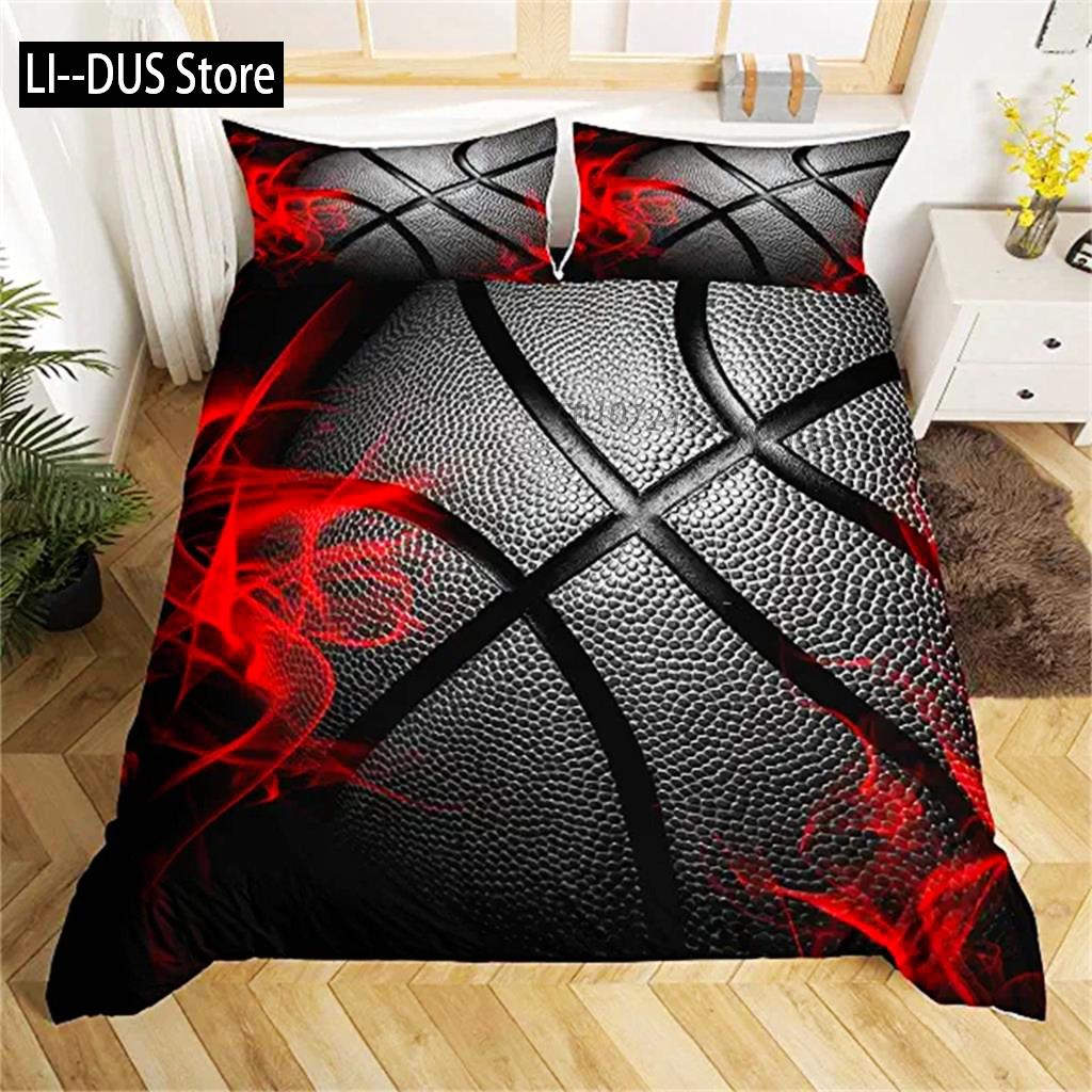 Duvet Cover Kids Basketball Bedding Set Cool Sport Theme Comforter Cover For Boys Teens Gifts Duvet Cover For Bedroom Decoration