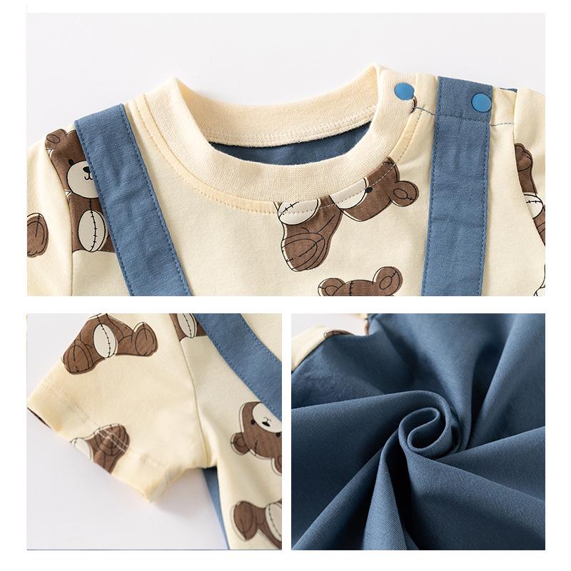 Letní overal s krátkým rukávem pro novorozeného chlapečka - Roztomilý outfit na lezení na oslavu prvního měsíce