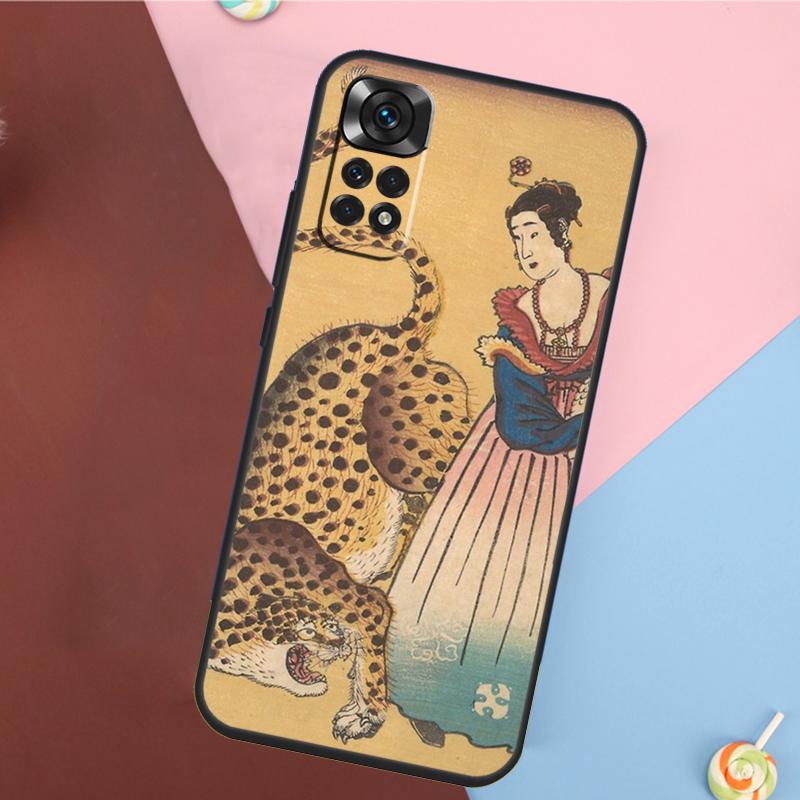 Cover Artistica Giapponese Ukiyo-e Pantera Tigre Per Xiaomi Redmi Note 14 13 12 9 10 11 Pro 9S 10S 11S 12S Redmi 14C 10C 12C 13C Custodia