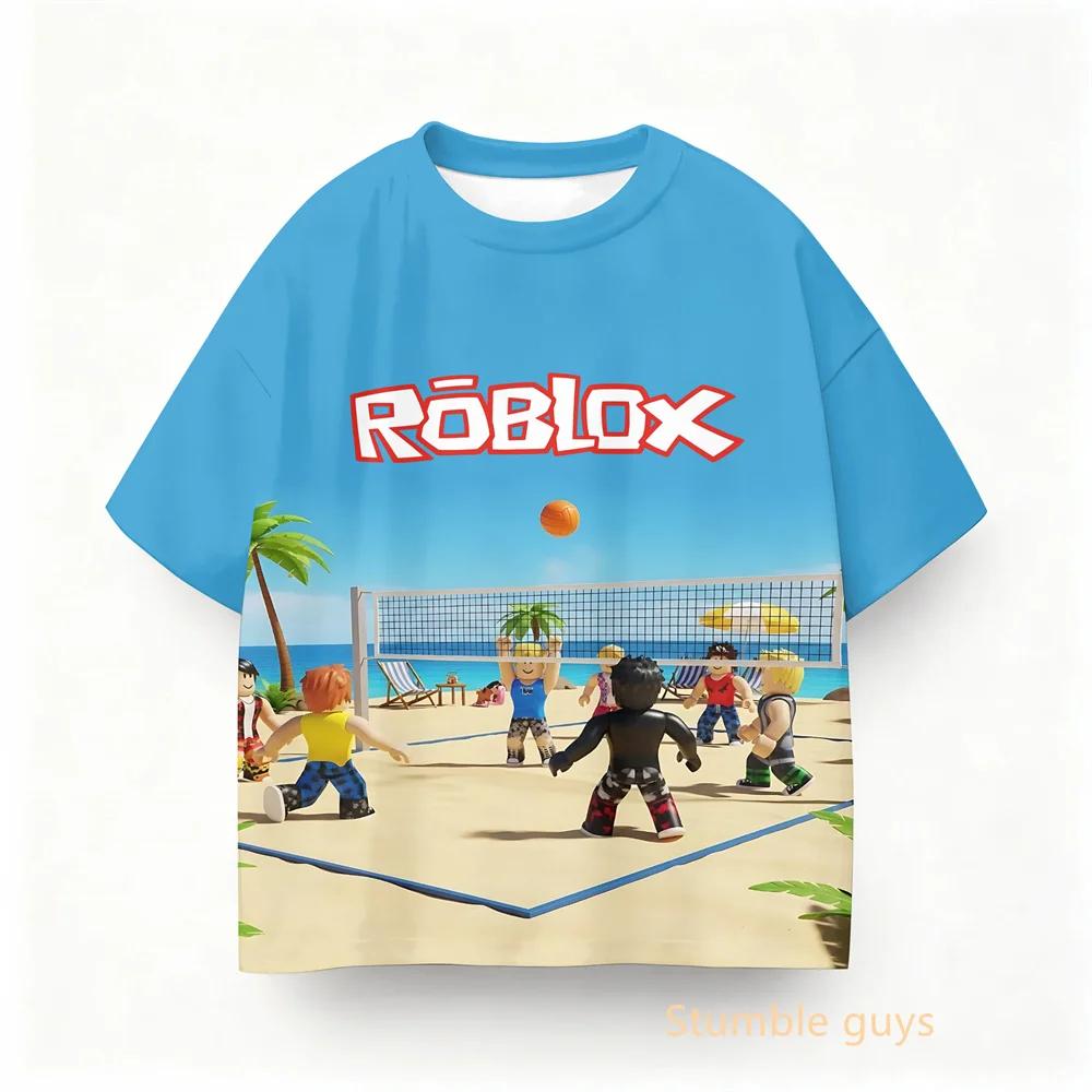 Jungen Kleidung Mädchen Kinder Roblox Sommer Spiel Kurzarm T-Shirt