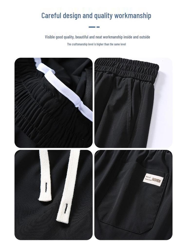 Men's Ice Silk Wide Leg Summer Pants - Loose, Draping, Micro Flare with Stretch for Casual Wear