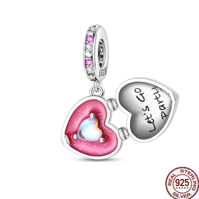 925 Silver Romantic Princess Pink Dress Lipstick Dancing Shoes Charm Beads For 3MM 925 Original Bracelet Jewelry