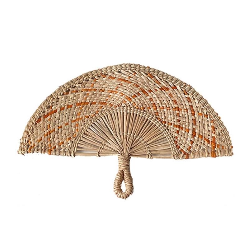 Ventaglio intrecciato a mano in paglia naturale per rinfrescarsi in estate Decorazioni murali in stile rustico Oggetti di scena Decorazioni per feste nuziali