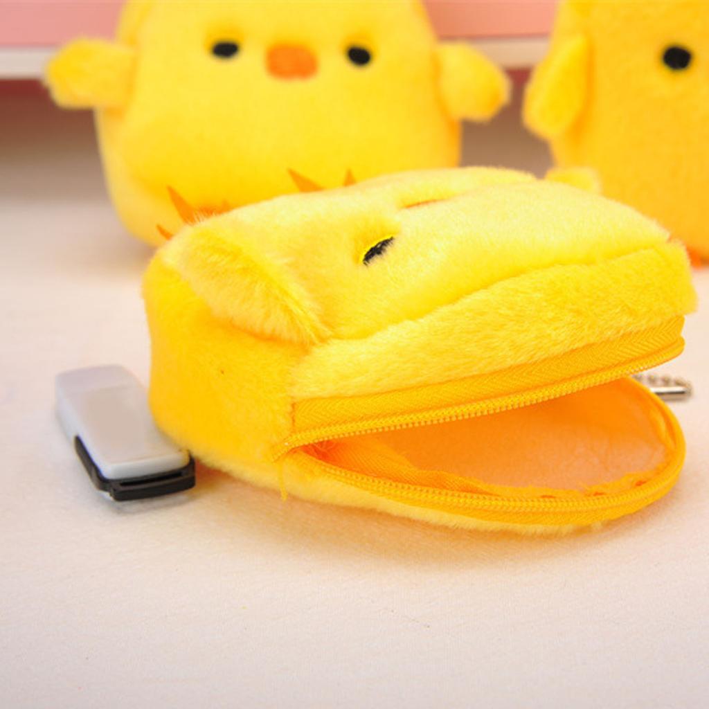 Cute Yellow Chicken Plush Purse Cartoon Pattern Soft Stitching Craftsmanship for Small Accessories Keys Jewelry Earphones Gift for Children Kids