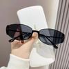 New Modern Retro Tea Narrow Frame Sunglasses Luxury Cat Eye Metal Sunglasses for Women Vintage Men Travel Outdoor Sunglasses