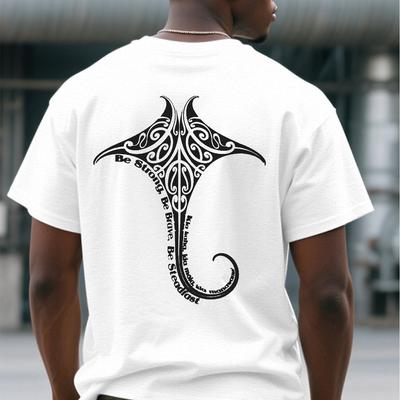 Men's Short Sleeve T-Shirt - New Zealand Maori Manta Ray Tribal Print Breathable  Casual Summer Tee for Outdoor Activities Tee