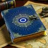 Handmade Evil Eye Leather Journal: Blue & Gold Book of Shadows