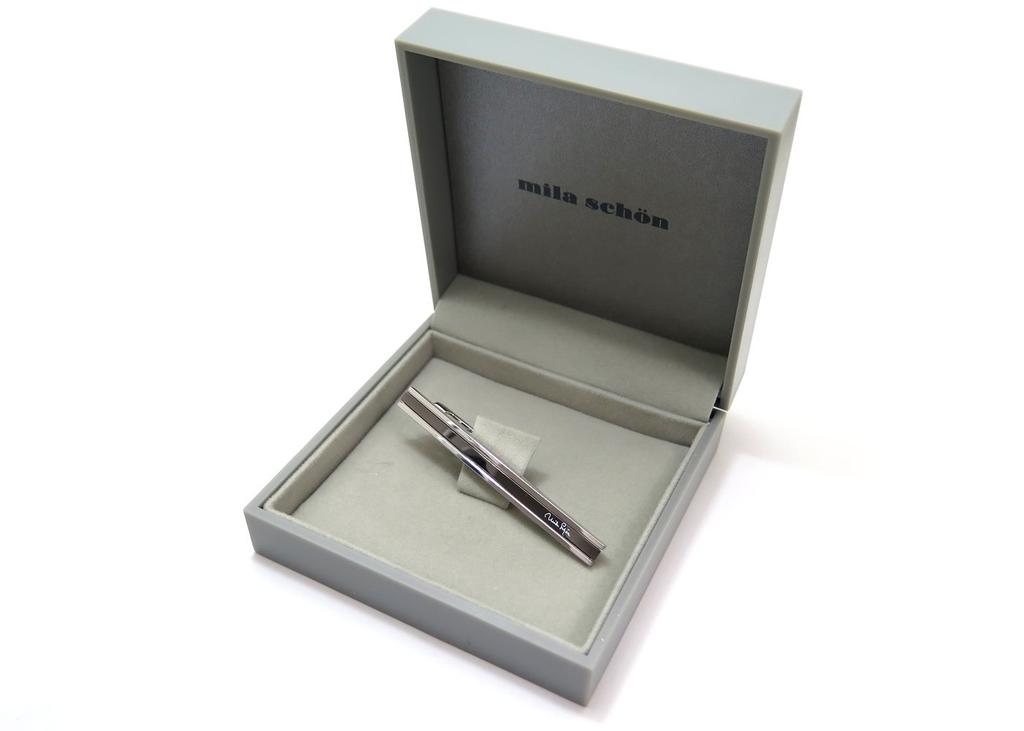 Mila Schon Gunmetallic Border Tie Bar for Brass (Tie Pin/Tie Clip) Men,