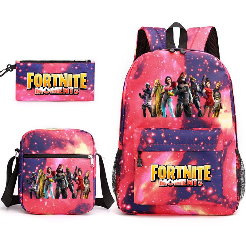 Peripheral Printed Schoolbag 3-Piece Pencil Case Shoulder Bag Backpack