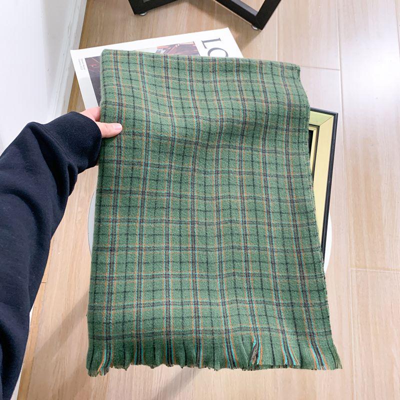 Women's Faux Cashmere Plaid Scarf - Korean Style, Thick & Warm Autumn/Winter Shawl