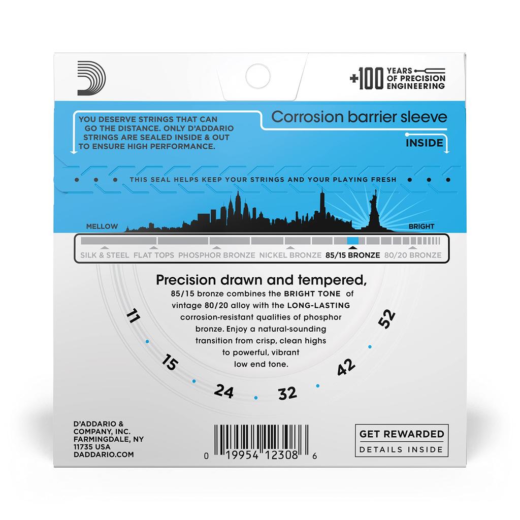 Struny do gitary akustycznej Amerykański brąz Lekkie EZ910 D'Addario 85/15 .011-.052 []