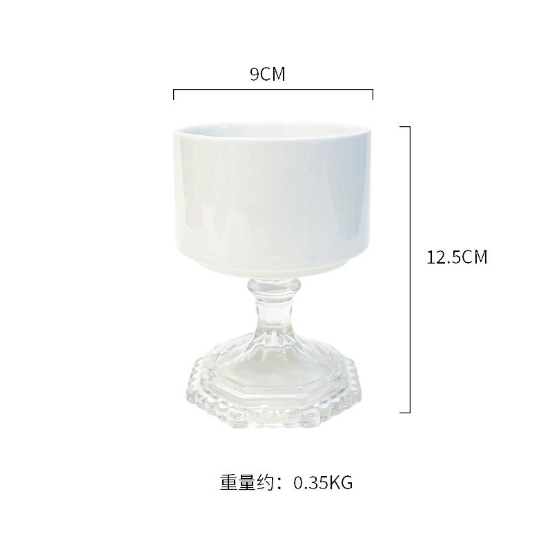 

Винтажная керамическая чашка на высокой ножке, французская чашка для мороженого, миска для пудинга, десертная чаша, бытовая деревянная подставка для свечей 200ML