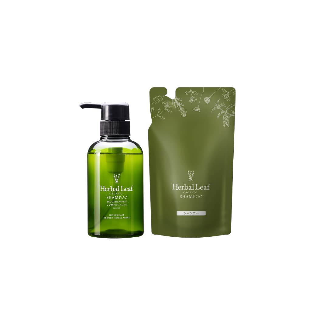 

[2-piece set] Herbal Leaf Shampoo & Refill Set Made in Japan (300ml, 285ml refill)