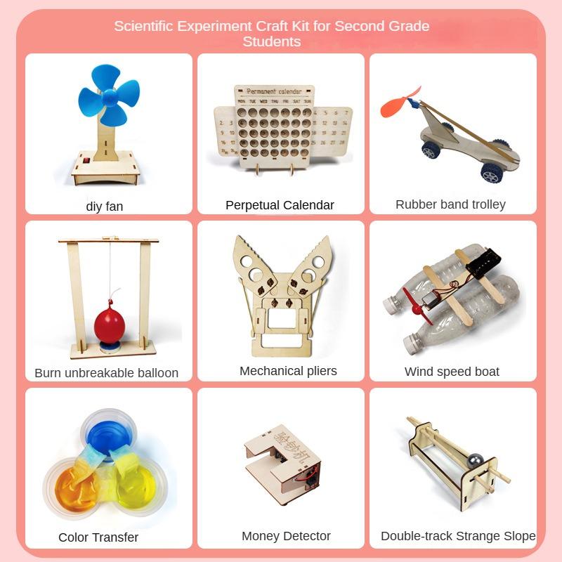 

9PCS/Set Children DIY Science Experiment Kits Technology Class Handmade Wooden Materials Physics STEM Educational Toys for Kids