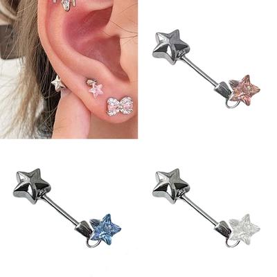 Zarte Sternenstab Zirkonia Ohrstecker Strahlende Sternenstab Zirkon Ohrringe Dekoration Ideal zum Verschenken an geliebte Menschen