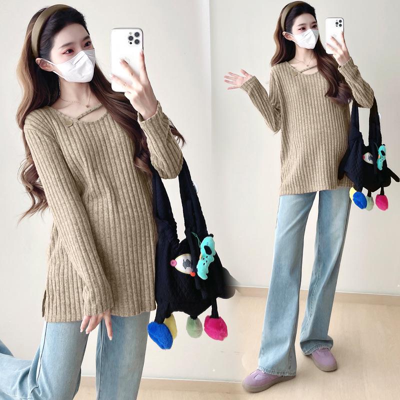2025 Spring/Autumn Loose Purple Maternity Top - Slimming, Versatile & Fashionable L